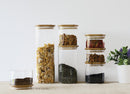 Boîte de conservation en verre et bambou empilable carré