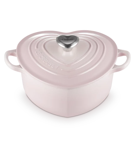 Cocotte cœur en fonte émaillée rose Shell Pink | LE CREUSET