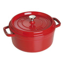 Cocotte ronde en fonte émaillée rouge cerise fabriquée en France | STAUB