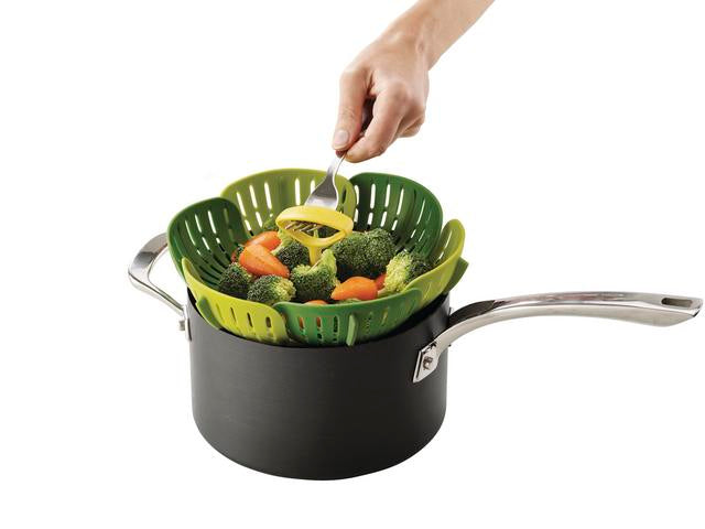 Démonstration panier vapeur pliable vert sans BPA  | JOSEPH JOSEPH