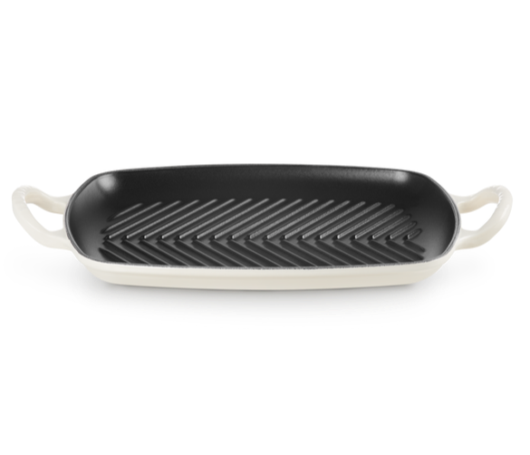 Gril rectangulaire en fonte émaillée blanc meringue | LE CREUSET