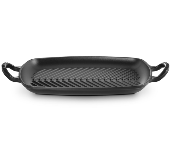 Gril rectangulaire en fonte émaillée noir mat | LE CREUSET