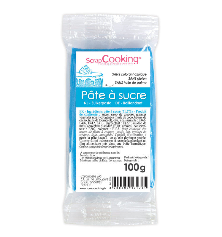 Pâte à sucre bleue 100g