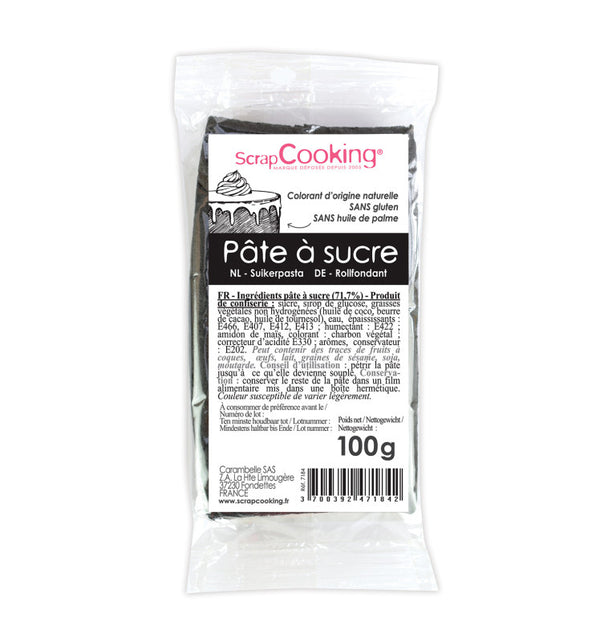 Pâte à sucre noire 100g sans gluten et sans huile de palme | SCRAPCOOKING