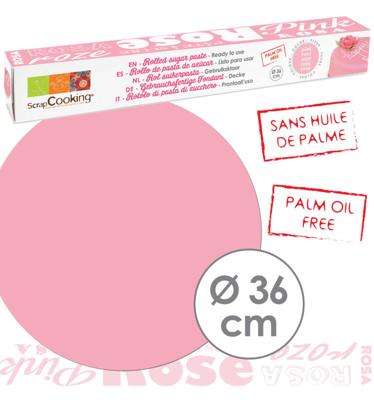 Rouleau de pâte à sucre rose 36 cm