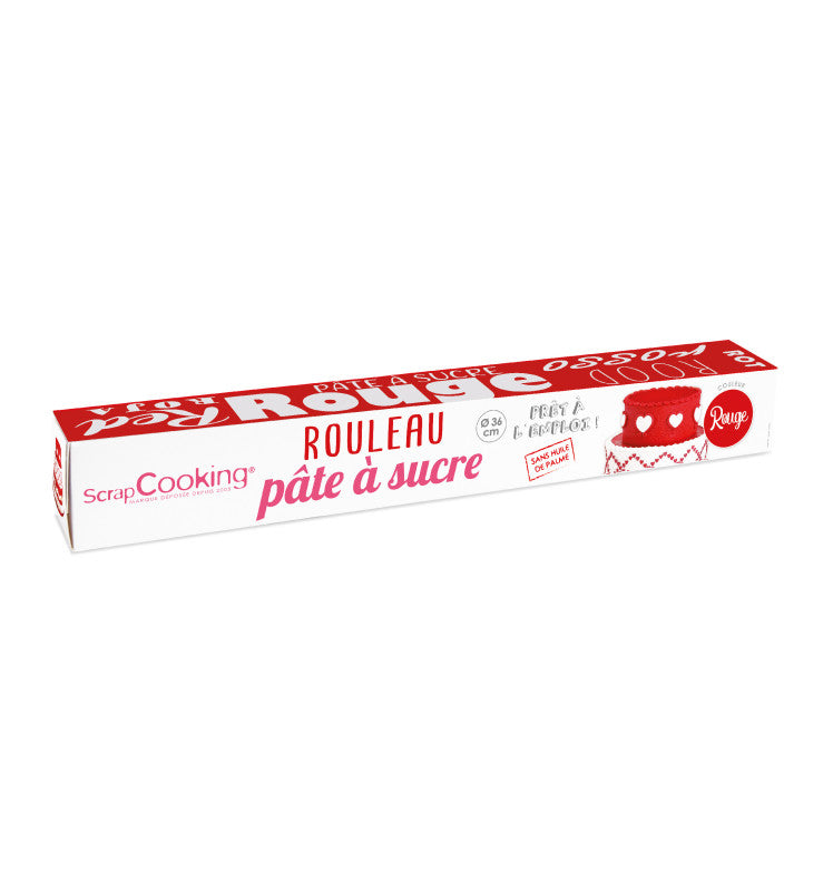 Rouleau de pâte à sucre rouge 36 cm, déjà étalé | SCRAPCOOKING