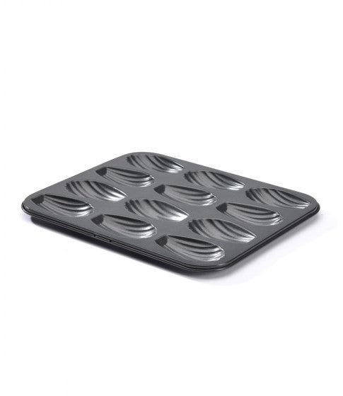 Plaque à Madeleines De Buyer - Acier Antiadhésif - 12 Cavités - 26x20 Cm - Pour Cuisson Traditionnelle - Noir