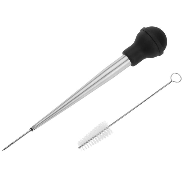 Seringue à jus en inox + brosse de nettoyage