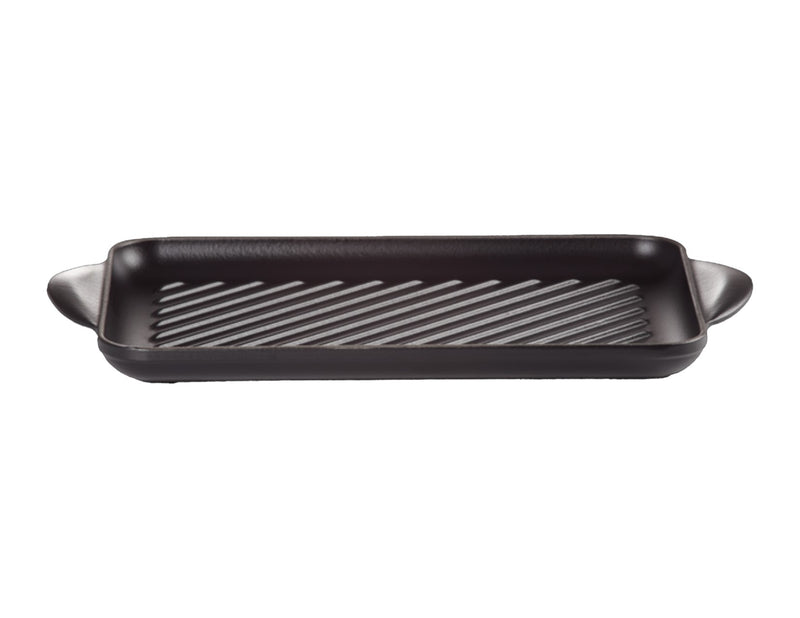 Gril rectangulaire en fonte émaillée Noir Mat | LE CREUSET
