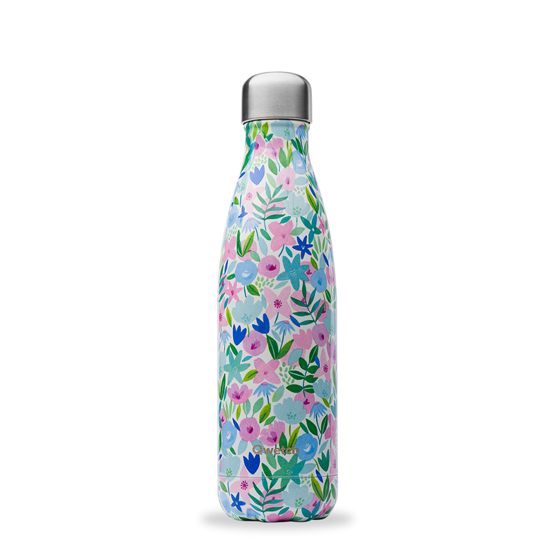 Bouteille isotherme et étanche 500 ml  Flora avec motifs fleurs bleues