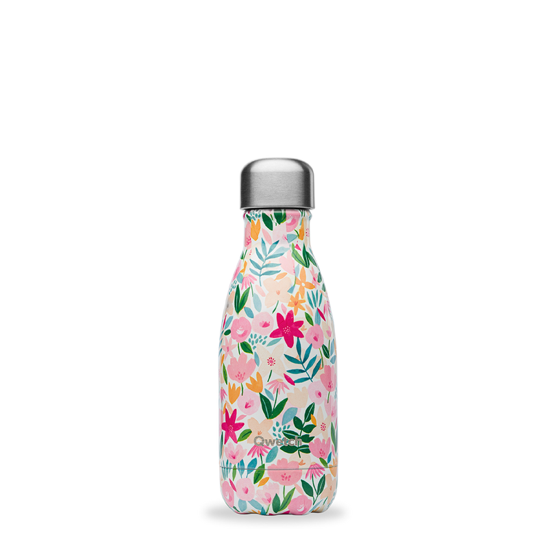 Bouteille isotherme 260 ml Flora avec motifs fleurs roses