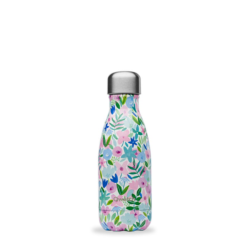 Bouteille isotherme 260 ml Flora avec motifs fleurs bleuES